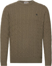 Phillips Brook Cable Crew Neck Sweater Dark Olive Designers Knitwear Round Necks Khaki Green Timberland