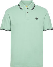 Millers River Tipped Pique Short Sleeve Polo Granite Green Designers Polos Short-sleeved Green Timberland