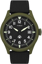 Expedition North Traprock 43Mm Green Case Black Dial Black Rpet Fabric Strap Accessories Watches Analog Watches Black Timex