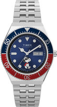 M79 Automatic Peanuts Masked Marvel 40Mm Blue Dial Blue And Red Top Ring Bracelet Accessories Watches Analog Watches Silver Timex