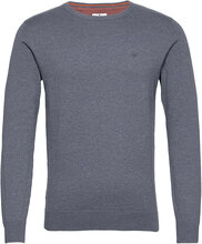 Basic Crew Neck Sweater Strikkegenser M. Rund Krage Blå Tom Tailor*Betinget Tilbud