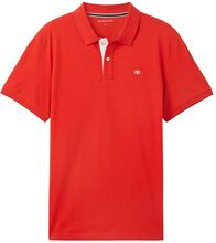 Basic Polo With Contrast Tops Polos Short-sleeved Red Tom Tailor