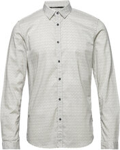 Fitted Printed Shirt Skjorte Uformell Grå Tom Tailor*Betinget Tilbud