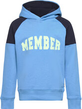 Printed Colorblock Hoody Tops Sweatshirts & Hoodies Hoodies Blue Tom Tailor