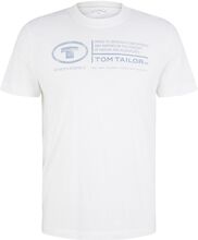 Printed Crewneck T-Shirt T-shirts Short-sleeved Hvit Tom Tailor*Betinget Tilbud