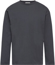 Printed Longsleeve Tops T-shirts Long-sleeved T-Skjorte Navy Tom Tailor