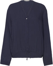 Structured Solid Blouse Tops Blouses Long-sleeved Navy Tom Tailor