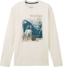 Printed Longsleeve Tops T-Langærmet Skjorte Cream Tom Tailor