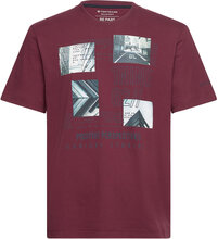 Printed T-Shirt Tops T-Kortærmet Skjorte Burgundy Tom Tailor