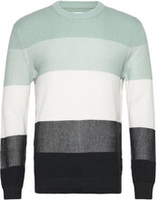 Structured Colorblock Knit Tops Knitwear Round Necks Green Tom Tailor
