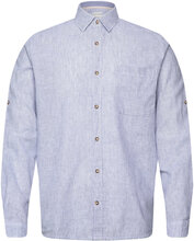 Comfort Cotton Linen Shirt Tops Shirts Linen Shirts Blue Tom Tailor
