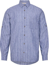 Comfort Cotton Linen Shirt Tops Shirts Linen Shirts Blue Tom Tailor
