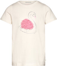 Detailed Artwork T-Shirt Tops T-Kortærmet Skjorte Cream Tom Tailor
