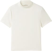 Cropped Mock Neck Rib T-Shirt Tops T-Kortærmet Skjorte White Tom Tailor