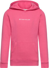 Printed Logo Hoody Tops Sweatshirts & Hoodies Hoodies Pink Tom Tailor