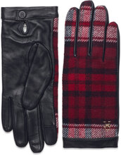 Tommy Check Leather Gloves Accessories Gloves Finger Gloves Blue Tommy Hilfiger