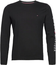 Tommy Logo Long Sleeve Tee Tops T-shirts Long-sleeved Black Tommy Hilfiger