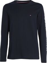 Tommy Logo Long Sleeve Tee Tops T-shirts Long-sleeved Navy Tommy Hilfiger