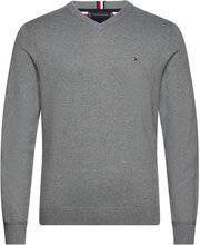 Pima Org Ctn Cashmere V Neck Strikkegenser V-krage Grå Tommy Hilfiger*Betinget Tilbud