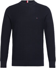 Rectangular Structure Crew Nk Strikkegenser M. Rund Krage Marineblå Tommy Hilfiger*Betinget Tilbud