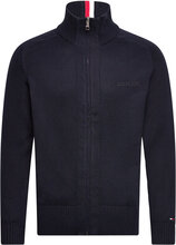 Monotype Chunky Cotton Zip Thru Knitwear Full Zip Jumpers Marineblå Tommy Hilfiger*Betinget Tilbud