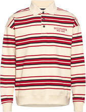 Monotype Stripe Rugby Tops Polos Long-sleeved Cream Tommy Hilfiger