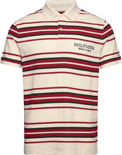 Stripe H Ycomb Monotype Polo Tops Polos Short-sleeved Cream Tommy Hilfiger