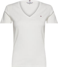 Slim Cody Rib V-Neck Ss T-shirts & Tops Short-sleeved Hvit Tommy Hilfiger*Betinget Tilbud