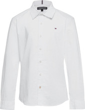Solid Stretch Poplin Shirt L/S Tops Shirts Long-sleeved Shirts White Tommy Hilfiger