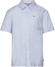 Solid Oxford Shirt S/S Tops Shirts Short-sleeved Shirts Blue Tommy Hilfiger