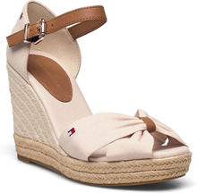 Basic Open Toe High Wedge Sandal Med Hæl Espadrilles Beige Tommy Hilfiger*Betinget Tilbud