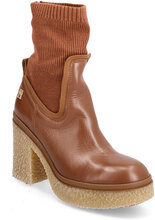Plateau Crepe Look Sockboot Shoes Boots Ankle Boots Ankle Boots With Heel Brown Tommy Hilfiger