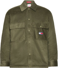 Tjm Sherpa Lined Cord Overshirt Tops Overshirts Khaki Green Tommy Jeans