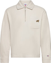 Tjm Rlx Signature 1/2 Zip Fleece Tops Sweatshirts & Hoodies Fleeces & Midlayers Cream Tommy Jeans