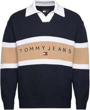 Tjm Rlx Trophy Neck Rugby Knitwear Long Sleeve Knitted Polos Marineblå Tommy Jeans*Betinget Tilbud