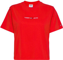 Tjw Bxy Crop Linear Logo Tee Crop Tops Short-sleeved Crop Tops Rød Tommy Jeans*Betinget Tilbud