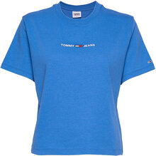 Tjw Bxy Crop Linear Logo Tee Crop Tops Short-sleeved Crop Tops Blå Tommy Jeans*Betinget Tilbud