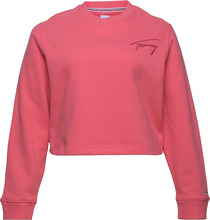 Tjw Crv Tommy Signature Crew Tops Sweatshirts & Hoodies Sweatshirts Pink Tommy Jeans