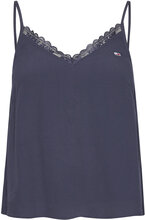 Tjw Essential Lace Strappy Top Tops T-shirts & Tops Sleeveless Navy Tommy Jeans