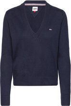 Tjw Essential Vneck Sweater Tops Knitwear Jumpers Navy Tommy Jeans
