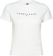 Tjw Slim Linear Tee Ss Ext T-shirts & Tops Short-sleeved Hvit Tommy Jeans*Betinget Tilbud