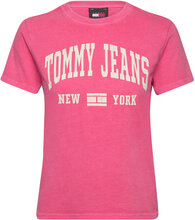 Tjw Reg Washed Varsity Tee Ext Tops T-shirts & Tops Short-sleeved Pink Tommy Jeans