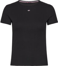 Tjw Slim Essential Rib Ss Ext T-shirts & Tops Short-sleeved Svart Tommy Jeans*Betinget Tilbud