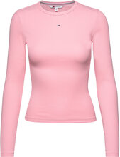 Tjw Slim Essential Rib Ls Tops T-shirts & Tops Long-sleeved Pink Tommy Jeans