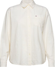 Tjw Boxy Stripe Linen Shirt Tops Shirts Linen Shirts White Tommy Jeans