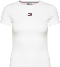 Tjw Slim Badge Rib Tee Tops T-shirts & Tops Short-sleeved White Tommy Jeans