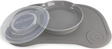 Twistshake Click Mat + Plate 6+M Pastel Grey Home Meal Time Plates & Bowls Plates Grey Twistshake