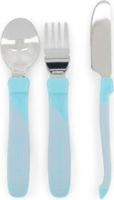 Twistshake Learn Cutlery Stainless Steel 12+M White Home Meal Time Cutlery Blå Twistshake*Betinget Tilbud