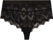 Saboteur Lace Highwaist String Stringtruse Undertøy Svart Understatement Underwear*Betinget Tilbud