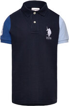 Player 3 Colour Block Pique Polo Tops T-shirts Polo Shirts Short-sleeved Polo Shirts Blue U.S. Polo Assn.